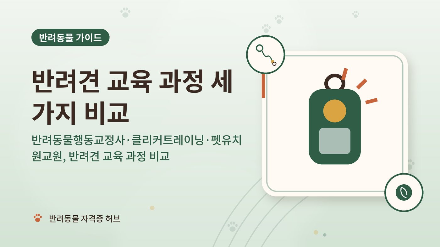 반려동물행동교정사·클리커트레이닝·펫유치원교원, 반려견 교육 과정 비교 대표 그림